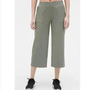 NWT Gap Fit Olive Green Wide Leg Elastic Waist Commuter Pants Vintage Palm L